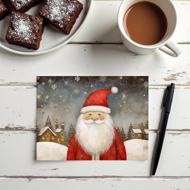 Cute Whimsical Jultomten Julkort (Skapare uppladdad)