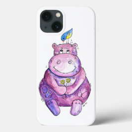 Cute Whimsical Lila Hippo