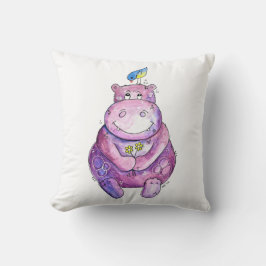 Cute Whimsical Lila Hippo Kudde
