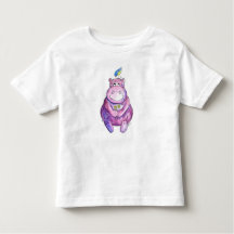 Cute Whimsical Lila Hippo