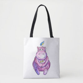 Cute Whimsical Lila Hippo Tygkasse