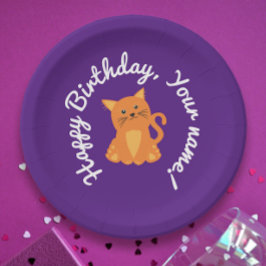 Cute Whimsical Lila Orange Kitten Tecknad