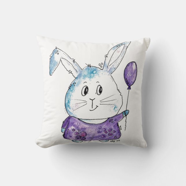 Cute Whimsical Little Bunny Kudde (Framsida)