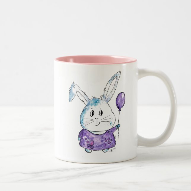 Cute Whimsical Little Bunny Två-Tonad Mugg (Höger)