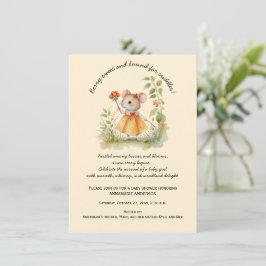 Cute Whimsical Little Mouse in Garden Baby Shower Inbjudningar
