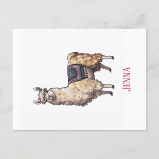 Cute Whimsical Llama Personlig Vykort