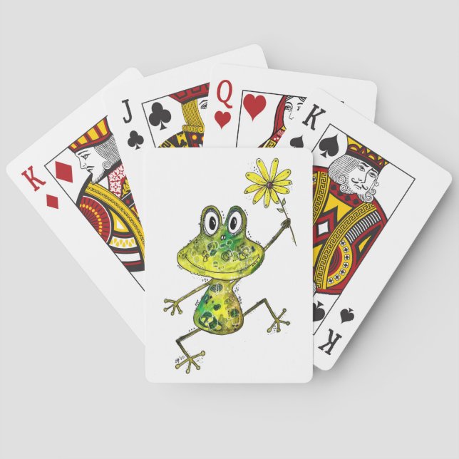 Cute Whimsical Lycklig Frog Casinokort (Baksidan)