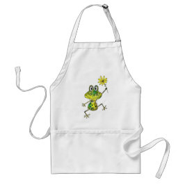 Cute Whimsical Lycklig Frog Förkläde