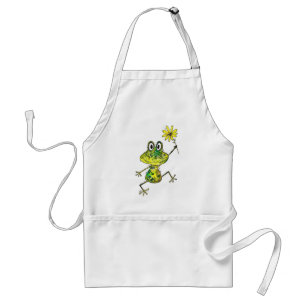 Cute Whimsical Lycklig Frog Förkläde