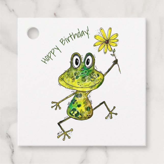 Cute Whimsical Lycklig Frog Gåvor Etiketter (Framsida)