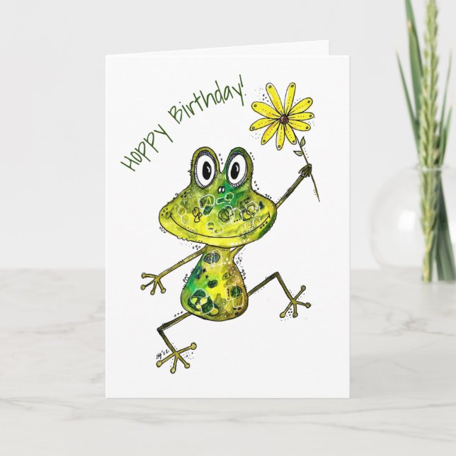 Cute Whimsical Lycklig Frog Kort (Framsida)