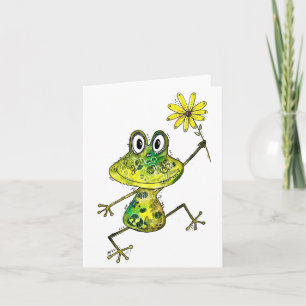 Cute Whimsical Lycklig Frog Kort