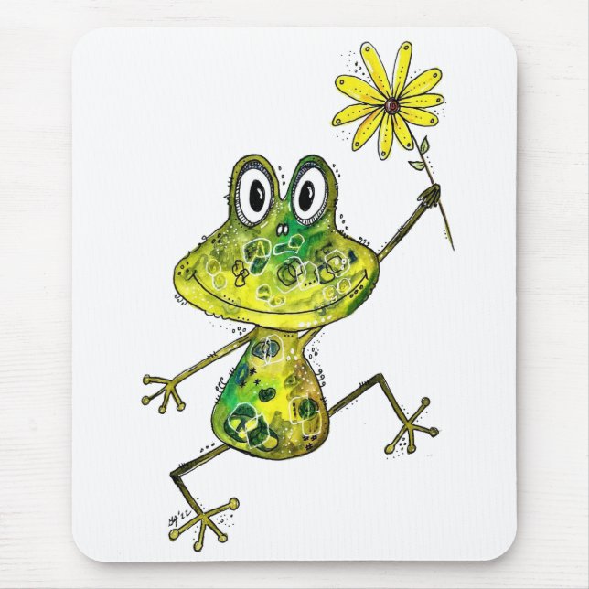 Cute Whimsical Lycklig Frog Musmatta (Framsidan)