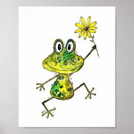 Cute Whimsical Lycklig Frog Poster