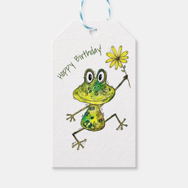 Cute Whimsical Lycklig Frog Presentetikett (Framsidan)