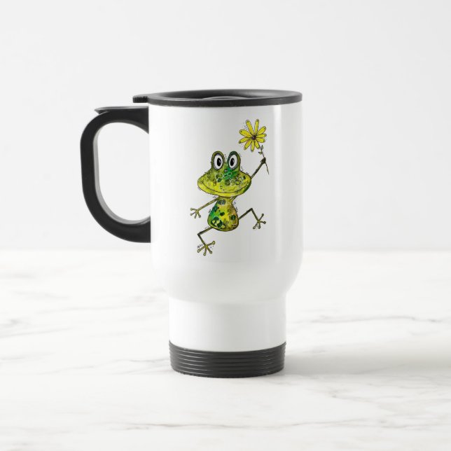 Cute Whimsical Lycklig Frog Resemugg (Vänster)