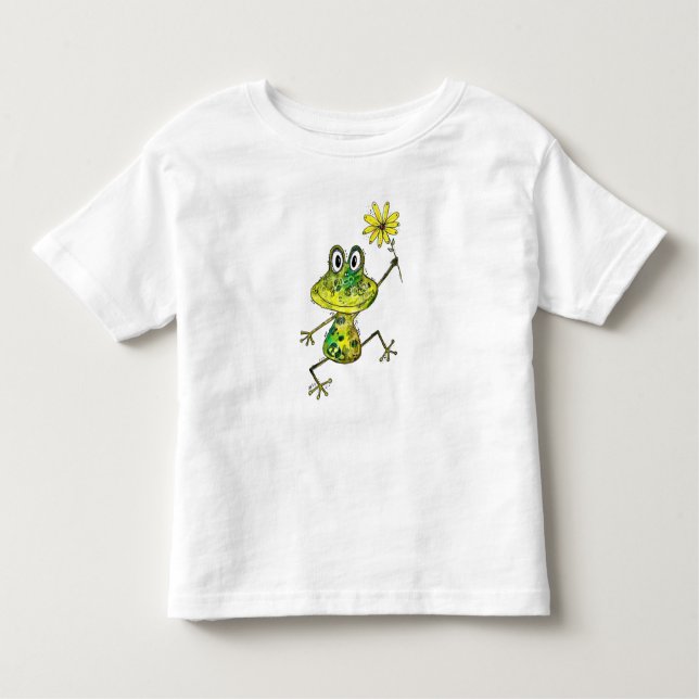 Cute Whimsical Lycklig Frog T Shirt (Framsida)