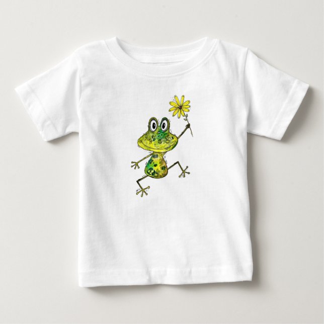 Cute Whimsical Lycklig Frog T Shirt (Framsida)