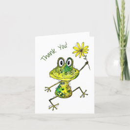 Cute Whimsical Lycklig Frog Tack Kort