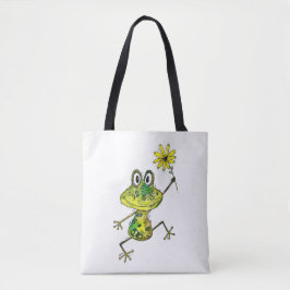 Cute Whimsical Lycklig Frog Tygkasse