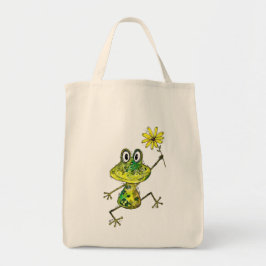 Cute Whimsical Lycklig Frog Tygkasse