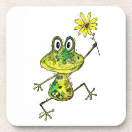 Cute Whimsical Lycklig Frog Underlägg