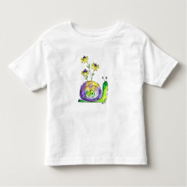 Cute Whimsical Lycklig Snigel med Gula blommor T Shirt