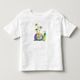 Cute Whimsical Lycklig Snigel med Gula blommor T Shirt