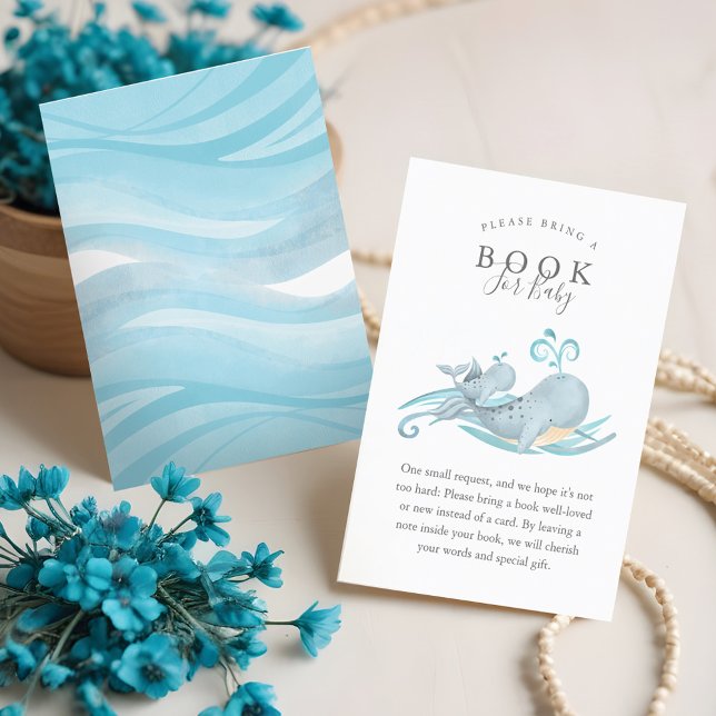 Cute Whimsical Mamma & Baby Whale Bokar för Baby Tilläggskort (Cute Whimsical Mommy & Baby Whale Books For Baby Enclosure Card)