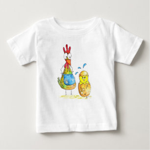 Cute Whimsical Mamma Chicken med Baby T Shirt