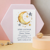 Cute whimsical måne & stars celestial babydusch