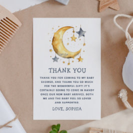 Cute whimsical måne & stars celestial babydusch tack kort