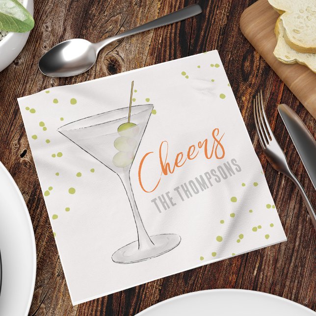 Cute Whimsical Martini Cocktail Simple Party Pappersservett (Skapare uppladdad)