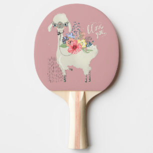 Cute Whimsical Modern Blommigt Llama I Kärlek You Pingisracket