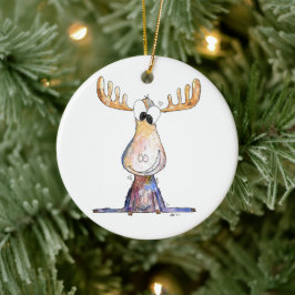 Cute Whimsical Moose Julgransprydnad Keramik