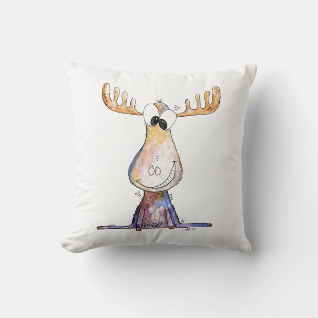 Cute Whimsical Moose Kudde (Framsida)