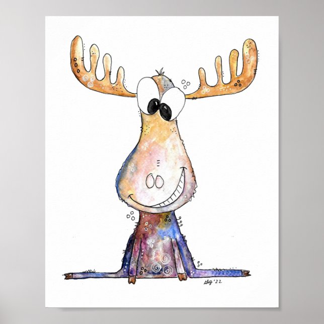 Cute Whimsical Moose Poster (Framsidan)