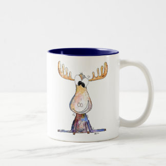 Cute Whimsical Moose Två-Tonad Mugg