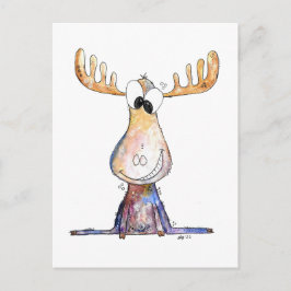 Cute Whimsical Moose Vykort
