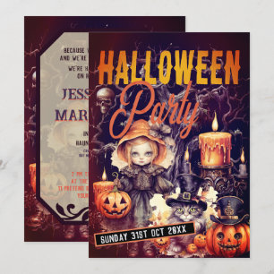 Cute Whimsical Mörkret Halloween fest-inbjudan Inbjudningar