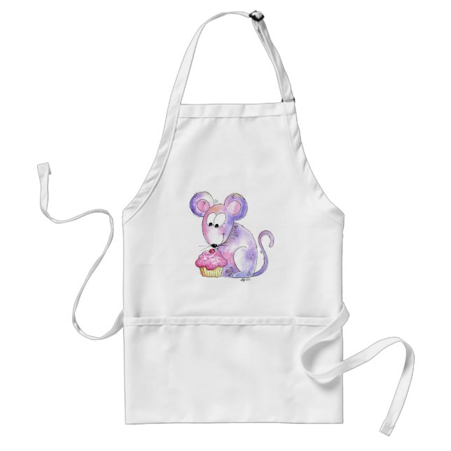 Cute Whimsical Mouse med cupkaka Förkläde (Framsidan)