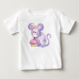 Cute Whimsical Mouse med cupkaka T Shirt