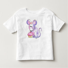 Cute Whimsical Mouse med cupkaka T Shirt