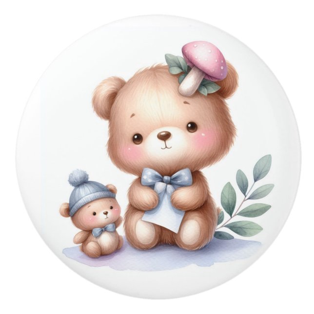 Cute Whimsical Nalle Baby Room Knopp (Framsidan)
