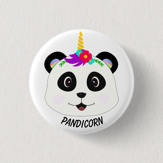 Cute Whimsical Panda Unicorn Pandicorn Knapp (Framsida)