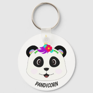 Cute Whimsical Panda Unicorn Pandicorn Nyckelring