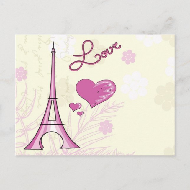 Cute & Whimsical Paris är Kärlek vykort (Framsida)
