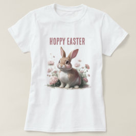 Cute Whimsical Påsk Pastel Bunny Blommigt T Shirt
