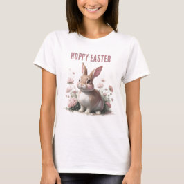 Cute Whimsical Påsk Pastel Bunny Blommigt T Shirt