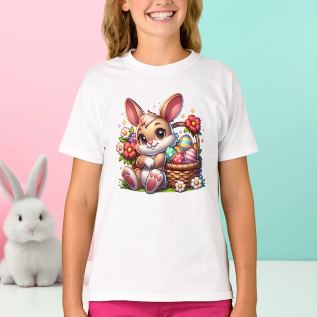 Cute Whimsical Påskhare med Basket T Shirt (Skapare uppladdad)
